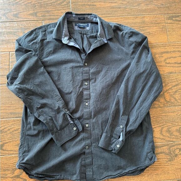 AE Gray Button-Up Shirt - Picture 1 of 4